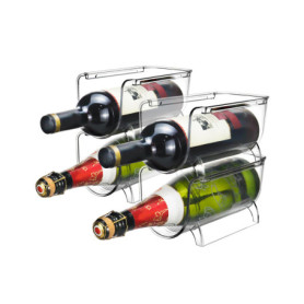 QWORK® Porte-Bouteilles empilable pour 4 Bouteilles, Range Bouteille Transparent, Universel pour Cuisine, réfrigérateur et Cave