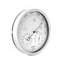 QWORK® 3 en 1 Station Météo Analogique en INOX, Baromètre, Thermomètre et Hygromètre pour Intérieur/Extérieur, Diamètre 14 cm
