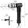 QWORK® Accessoire de perceuse d'angle, mandrin de perçage, 90 °, mandrin de perçage 0.8-10 mm, alliage d'aluminium, couple maxim