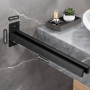 Porte-Serviettes Noir en Acier Inoxydable, Double Porte Serviette Adhésif à Deux Bras Support Mural pour Salle de Bain Ou Cuisin