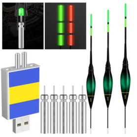 NAVESO Lot de 3 Flotteurs Peche LED, 1.2g/1.8g/2.2g Flotteurs de Pêche Set, Intelligents Nuit Flotteurs de Pêche Lumineux LED Li