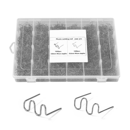 2000 PCS Soudure Plastique Agrafe, Agrafes de Soudage de Voiture 0.8mm / 0.6mm Baguettes de Soudage Agrafe pour Réparation de Pa