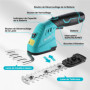 DURATECH Cisaille Sculpte-Haie Electrique, Taille-Herbes sans Fil 12V, Taille Haie Batterie 2000mAh, 2 Lames, Cisaille a Gazon L