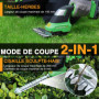 WORKPROX Cisaille Sculpte-Haie sans Fil 20V, Taille-Herbes Électrique avec Batterie 2,0Ah, Longueur/Largeur de Coupe 20 cm/14,5 