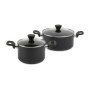 Amazon Basics Lot de 10 ustensiles, casseroles et poêles, empilables, anodisés, non adhésifs, gain de place, sans PFOA, Noir
