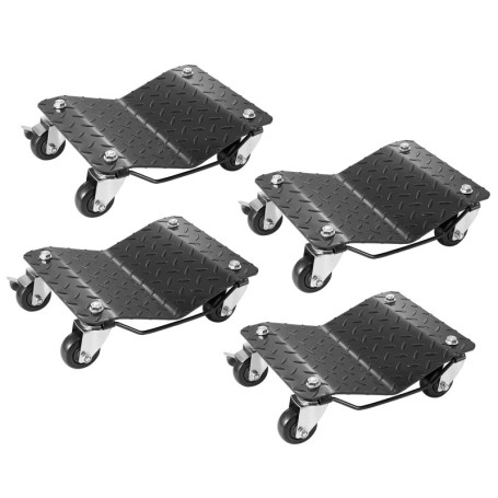 VEVOR Chariot de Manutention de Voiture 4PCs Charge 3 T au Total Chariot Déplace Voiture Plate-Forme 38,5x30 cm Roue Verrouillab
