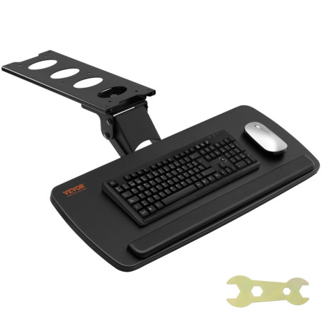 VEVOR Support Clavier 63,5x25 cm Plateau pour Clavier et Souris Coulissant sous Bureau Charge Max 5 kg Tablette Coulissante Clav