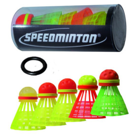 Speedminton Lot de 5 Tubes Speeder Mix-avec 5 Oiseaux différents pour Badminton/crossminton pour Jeux de Plein air Unisexe