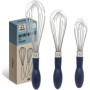 Chef Pomodoro Fouet de Cuisine en Acier Inoxydable (Lot de 3) Ustensiles pour Remuer Mélanger la Pâte Monter des Blancs en neige