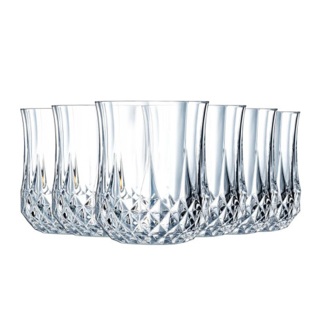 Cristal d'Arques Paris - Collection Longchamp - 6 Verres Hauts 23cl en Kwarx - Brillance, Transparence et Haute Résistance - Mou