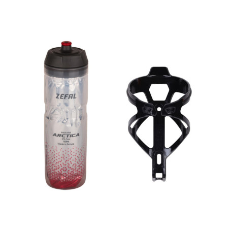 ZEFAL Pack Arctica 75 Argent-Rouge et Pulse B2 Noir - Pack Hydratation avec Bidon Vélo Isotherme et Porte Bidon Velo - Porte Gou