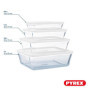 Pyrex Cook & Freeze - Lot de 4 Boites Rectangulaires avec Couvercle - 0.8L, 1.5L, 2.6L, 4L - Verre Borosilicate - Idéal congélat
