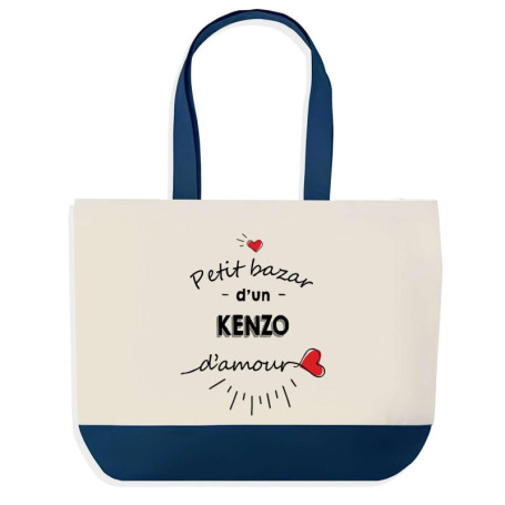 Sac de Shopping Bleu Petit Bazar d'un Kenzo d'amour | Idée Cadeau Collègue Noël Anniversaire | Grand Sac de Course Provision