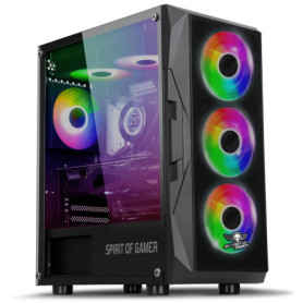 Spirit Of Gamer - Boitier PC Gamer RGB, 6 Ventilateurs 120 mm ARGB Inclus, Compatible mATX, Moyen Tour Gaming Vide avec Paroi La