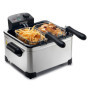 SENYA Friteuse électrique cuve amovible inox 5L, grande capacité, 3 paniers amovibles, 2000W, Family Fryer, SYCK-DF009, Argent
