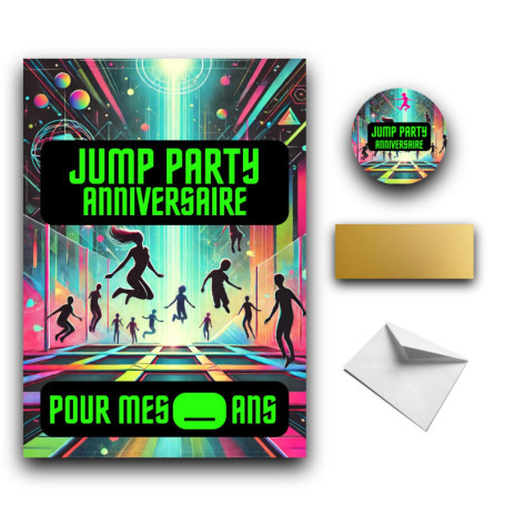 RXLITE Kit créatif premium trampoline lot complet avec carte, stickers à gratter, enveloppes, design fluo et personnalisation po