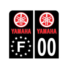 Pack Moto Autocollant Stickers Plaque d'immatriculation Premium Yamaha Noir - Numéro Personnalisé