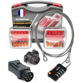 Rebadis Eclairage arrière Feux Led sans fil WiFi pour remorque, Inclus cablettes Antivol, Fixations Magnétique, Kit plaque feu