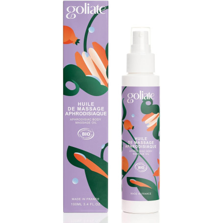 GOLIATE Huile de Massage BIO - Aphrodisiaque - Gel Relaxant Cosmétique - Tantrique Sexuel - Homme Femme Couple - Formule Ethique