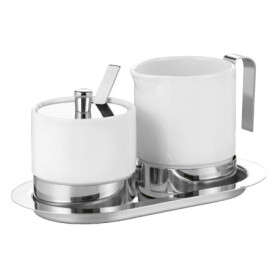 Esmeyer Adam - Service de 5 sucriers et Pots à crème Adam, en Porcelaine Blanche et INOX, composé de : Pot à crème 0,25 Litre,