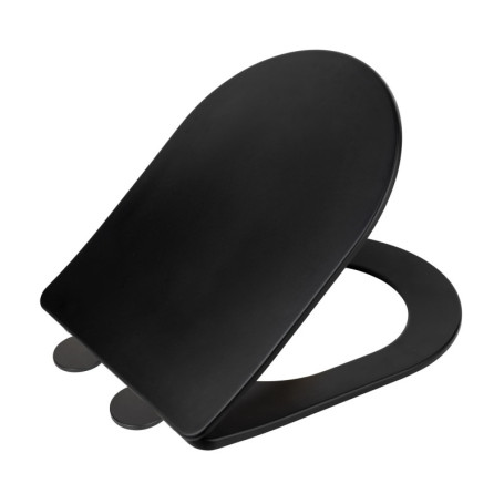 WENKO Abattant WC Galati noir mat | Abattant WC design avec descente amortie Soft-Close en Duroplast | Ultraflat et hygiénique |