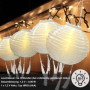 ovitec Lampion solaire style bohème blanc | Décoration de fête | Style vintage | Lampions d'extérieur résistant aux intempéries 