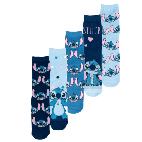 United Labels Disney Lilo & Stitch Lot de 5 paires de chaussettes pour femme Bleu 38-43, bleu, 38-43