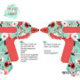 Westcott E-17201 00 Mini pistolet à colle à motif floral avec 2 bâtons de colle Turquoise/rouge