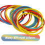 Westcott E-10582 00 Lot de 100 élastiques en caoutchouc colorés de différentes tailles dans un récipient en plastique pratique p