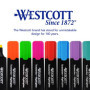 Westcott E-744252 00 Lot de 8 surligneurs aux couleurs vives Épaisseur de trait 2 à 5 mm Encre de qualité supérieure en provenan
