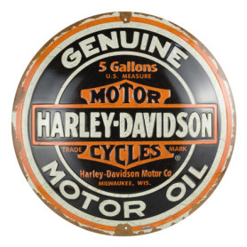 Nostalgic-Art Plaque rétro, Ø 35 cm, Harley-Davidson – Genuine Motor Oil – Idée cadeau pour motards, Official License Product (O