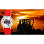 Pacific Time Montre-bracelet pour enfant garçon tracteur rouge tracteur montre enfant voiture voiture bracelet textile aiguilles
