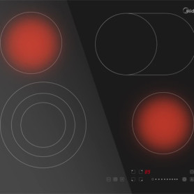 Midea KF500IX Plaque de cuisson - 60 cm, 4 zones, Touch Slider, Minuteries individuelles, Noir