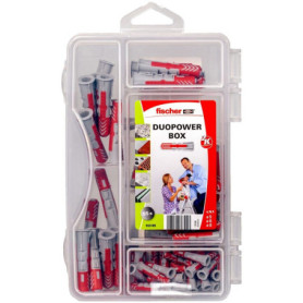 fischer DuoPower-Box Mini boîte à chevilles de 85 pièces (30 pièces 5 x 25, 35 pièces 6 x 30, 20 pièces 8 x 40), chevilles unive