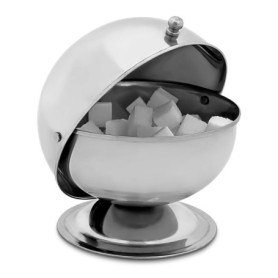 Relaxdays Sucrier Rond SWEETY avec Couvercle Boule à Sucre Bistro refermable 14 x 13 x 13 cm acier inoxydable Argenté