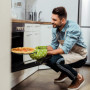 Relaxdays 10020495 Plaques de cuisson pizza lot de 4 avec support HxlxP : 20 x 32 x 32 cm avec perforation revêtement antiadhési