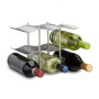 Relaxdays Casier à vin pour 9 bouteilles en inox 3 étages design moderne range-bouteilles HxlxP: 22 x 27 x 16,5 cm, argenté