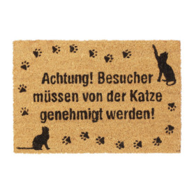 Relaxdays Paillasson en Coco, Motifs de Chat Tapis antidérapant, essuie-Pieds intérieurs & extérieurs, 40x60 cm,