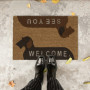 Relaxdays Paillasson Coco, Tapis antidérapant, Welcome, See You, Motif de Chien, 60x40 cm, intérieur, extérieur, Nature