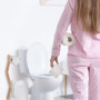 Relaxdays Serviteur WC Non Fixe, Porte-Rouleau, Brosse et Son Support, H x L x P : 75 x 18,5 x 18,5 cm, Blanc et Nature