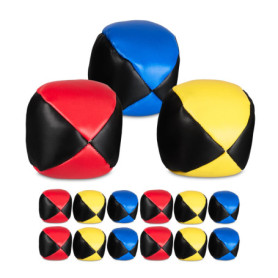 Relaxdays Balles de jonglage, Lot de 15, pour débutants et Pros, D : 6,5 cm, en PU, Boules de Jonglerie, Multicolores