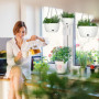 Relaxdays Pot de Fleurs Suspendu, Lot de 3, Diff. Tailles, arrosage Automatique, Porte-Plantes, Trou de Drainage, Blanc
