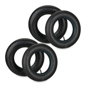 Relaxdays Roue brouette avec Chambre à air, Lot de 2 pneus Rechange 3.50-8 Pouces, pneumatiques, Jusqu’à 154 kg, Noire