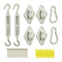 Relaxdays Kit de Fixation pour Voile d'ombrage, 40 pièces, Acier Inoxydable, tendeurs, mousquetons, œillets, argenté