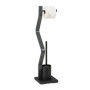 Relaxdays Serviteur WC, Non Fixe, Support pour Papier Toilette, Brosse et Porte-Brosse, 75x18,5x18,5 cm, Noir - Gris