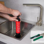 Relaxdays Déboucheur à Pompe, 2 Embouts, pour Douche, évier, Toilette, à Pression, sans Produits Chimiques, Noir/Rouge