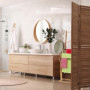 Relaxdays Porte-Serviettes, Bambou, 3 Barres, H x L x P: 82 x 42 x 24 cm, Support Serviettes Salle de Bain, Nature/Noir