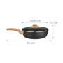 Relaxdays Poêle à Frire, Anti-adhésive, sauteuse, 28 cm, en Aluminium, poignée Ergonomique, Induction, Wok, Noir/Nature