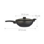 Relaxdays Poêle Wok avec Couvercle, D : 30 cm, Aluminium, Anti-adhésif, poignées, Four à gaz et électrique, Noire