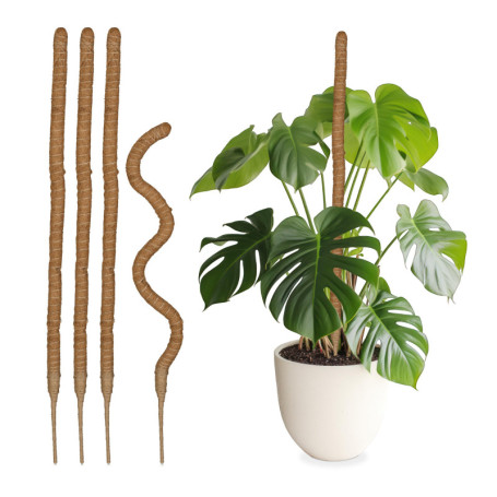 Relaxdays Tuteurs en Fibre de Coco, Lot de 5, pour Monstera, Photos et Autres Plantes d'intérieur, 90 cm de Long, Nature